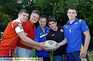 HAVING A BALL: Danny Lomax (left), Ashley Webb, Ryan Maneely, Lewis Galbraith and Ben White (Leeds).
HAVING A BALL: Danny Lomax (left), Ashley Webb, Ryan Maneely, Lewis Galbraith and Ben White (Leeds).
