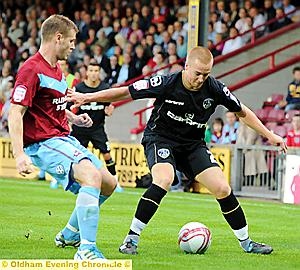 INSTANT IMPACT: goalscorer David Mellor shows good close control on his starting debut for Athletic. 
