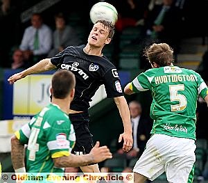 HEAD MASTER . . . Matt Smith shows his aerial prowess against Yeovil. HEAD MASTER . . . Matt Smith shows his aerial prowess against Yeovil.