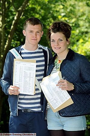 Olympic swimming hopeful Jessica Lloyd and Oldham Athletic starlet Joe Cooper celebrate their results at Saddleworth School Olympic swimming hopeful Jessica Lloyd and Oldham Athletic starlet Joe Cooper celebrate their results at Saddleworth School