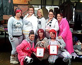 PYJAMA GAME: Back (l-r) Rebecca Lockett, Louise Taylor, Kelly Tupman, Cadena Gradwell, Janine Cassinelli. Front, Natalie Arnfield, Emma Lees and Terrie Kirk. PYJAMA GAME: Back (l-r) Rebecca Lockett, Louise Taylor, Kelly Tupman, Cadena Gradwell, Janine Cassinelli. Front, Natalie Arnfield, Emma Lees and Terrie Kirk.