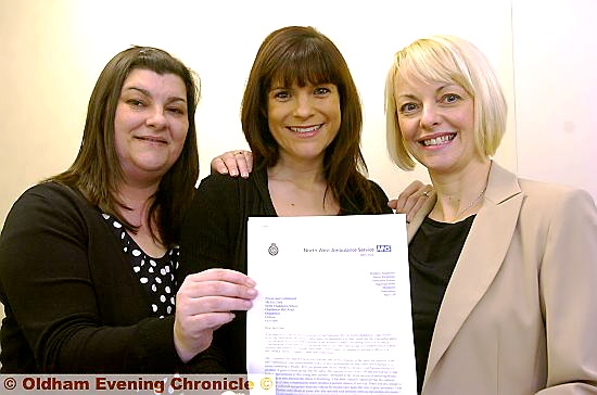 NORTH Chadderton heroes, l-r: Joanne Kelly, Sarah Byatt and Melanie Cunningham with their letter of commendation. 
