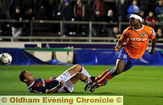 EARLY CHANCE: Jean Yves-Mvoto produces a close-range header, but wide of the target. EARLY CHANCE: Jean Yves-Mvoto produces a close-range header, but wide of the target.