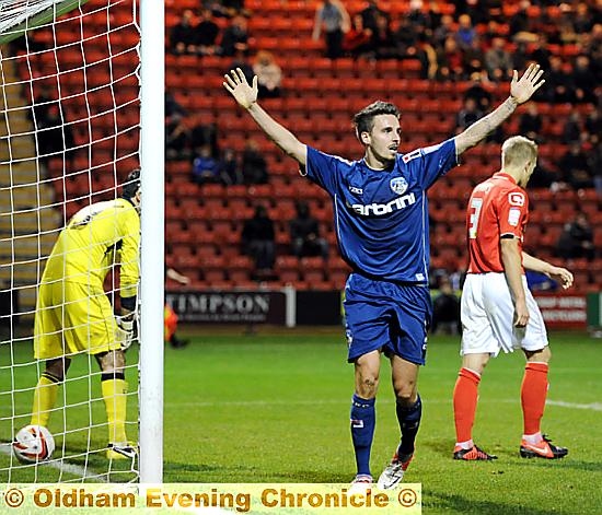 Time to celebrate for goalscorer Matt Derbyshire 