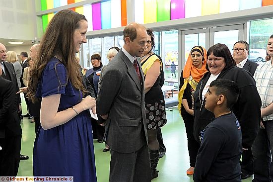 PLEASED to meet you: the prince is introduced by chief executive Helen Taylor
PLEASED to meet you: the prince is introduced by chief executive Helen Taylor