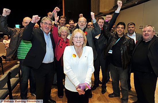 Elaine Garry with the labour team after the result 
