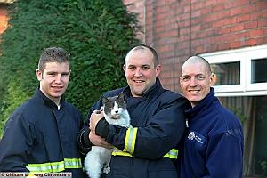 FRIENDS reunited: Charlie with his rescuers (from left) Kirk Richards, Derek Ridley and Tony Cuschlra FRIENDS reunited: Charlie with his rescuers (from left) Kirk Richards, Derek Ridley and Tony Cuschlra
