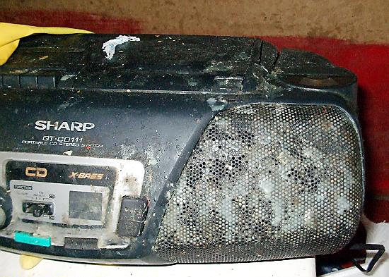 FILTHY . . even the radio was covered in gunge  

