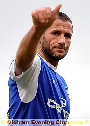 THUMBS UP: Shefki Kuqi salutes the crowd after his match-winning goal against Tranmere. THUMBS UP: Shefki Kuqi salutes the crowd after his match-winning goal against Tranmere.