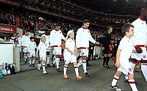 Aaliyah representing her country alongside Steven Gerrard at Wembley, ahead of last month’s England v Holland friendly  

