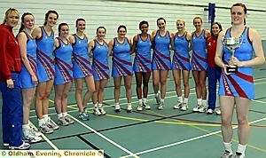 SISTER ACT: Kerry Almond and her Oldham team are all smiles after lifting the Premier League One title.
SISTER ACT: Kerry Almond and her Oldham team are all smiles after lifting the Premier League One title.