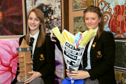 BEST foot forward: Lucianna Jefferies (left) and Lauren Marson with their display models 