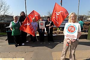 Unite’s protest outside the Royal Oldham Hospital 