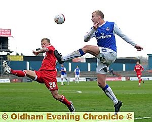 NEAT FEET . . . Robbie Simpson displays his agility against Charlton. 