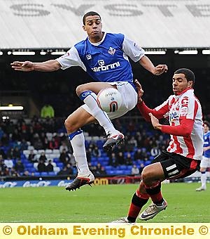 TOM Adeyemi made 45 appearances on loan at Boundary Park.
TOM Adeyemi made 45 appearances on loan at Boundary Park.