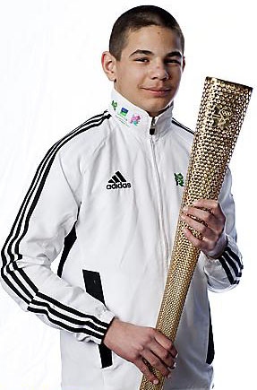 Daniel Panczyszyn with the Olympic torch 

