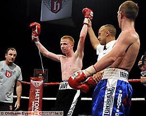 TOMMY Stubbs celebrates victory over Gavin Reid.