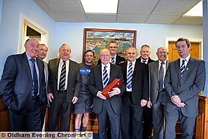 ALAN Hardy in the Latics boardroom, with Norman Holden (left, former director), John Slevin (ex-director), Ian Stott (former chairman), manager Paul Dickov, Alan Hardy, Ian Hill (director), Barry Owen (Trust Oldham chairman and club director), former manager Joe Royle, David Brierley (former chairman) and Neil Joy (chief executive). ALAN Hardy in the Latics boardroom, with Norman Holden (left, former director), John Slevin (ex-director), Ian Stott (former chairman), manager Paul Dickov, Alan Hardy, Ian Hill (director), Barry Owen (Trust Oldham chairman and club director), former manager Joe Royle, David Brierley (former chairman) and Neil Joy (chief executive).