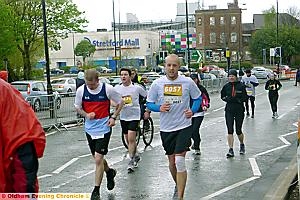 MARATHON man . . . our Lewis battles through the pain barrier. MARATHON man . . . our Lewis battles through the pain barrier.