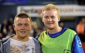 Crossbar Challenge winner Ashley Kershaw with Latics’ Robbie Simpson
Crossbar Challenge winner Ashley Kershaw with Latics’ Robbie Simpson
