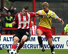 RED-HOT REEVES . . . striker Damien Reeves (left) averaged more than a goal a game for Altrincham last season. RED-HOT REEVES . . . striker Damien Reeves (left) averaged more than a goal a game for Altrincham last season.