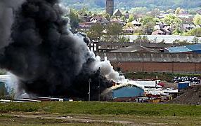 EVENING Chronicle reader Amy Matthew captures the drama of Saturday’s blaze with this shot showing the billowing smoke and flames engulfing the building. 
