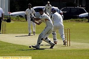 RUN MACHINE . . . Heyside pro clips Gaurav Dhar around the corner on his way to a match-winning knock of 76. RUN MACHINE . . . Heyside pro clips Gaurav Dhar around the corner on his way to a match-winning knock of 76.