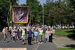 LONG PROCESSION... The long parade winds its way through Royton