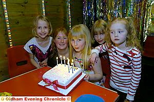 BIRTHDAY girl . . . Sophie (centre) with her friends and mum Tammie BIRTHDAY girl . . . Sophie (centre) with her friends and mum Tammie