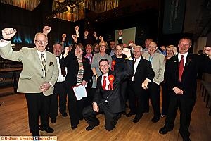 LABOUR councillors and supporters celebrate their win. Picture: DARREN ROBINSON 
