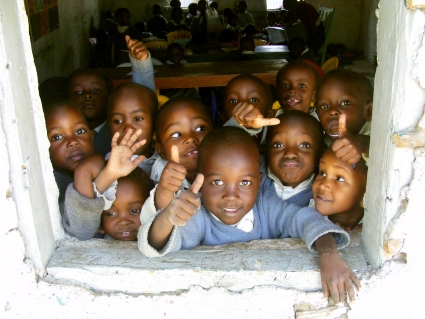 GIVE US A WAVE . . . Hadassah pupils offer a thumbs-up. GIVE US A WAVE . . . Hadassah pupils offer a thumbs-up.