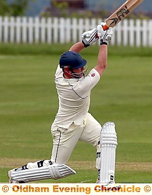AUSTERLANDS batsman Mark Peters hits out during the Tanner Cup tie against Bamford last night.
AUSTERLANDS batsman Mark Peters hits out during the Tanner Cup tie against Bamford last night.