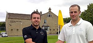 PUT IT THERE: Mark Smith (left) congratulates Andy Earlam. PUT IT THERE: Mark Smith (left) congratulates Andy Earlam.