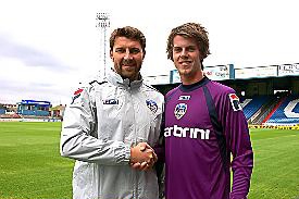 welcome: Liam Jacob (right) with Athletic goalkeeping coach Paul Gerrard welcome: Liam Jacob (right) with Athletic goalkeeping coach Paul Gerrard