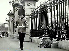 Alan on duty outside Buckingham Palace in 1953  

