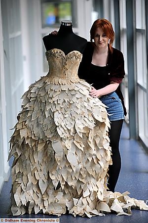 Catherine and her amazing paper dress.
Catherine and her amazing paper dress.