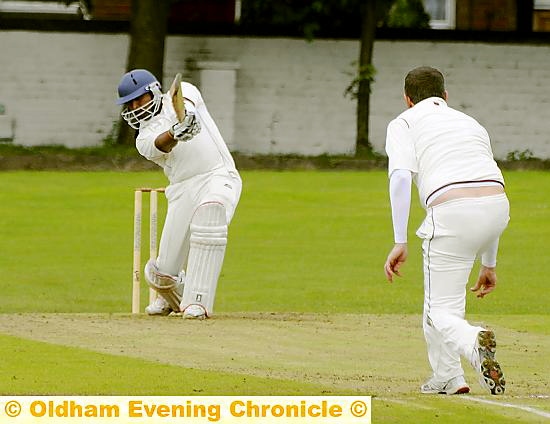 TAKE THAT: Hasnain Abbas hits out against Danny Taylor. TAKE THAT: Hasnain Abbas hits out against Danny Taylor.