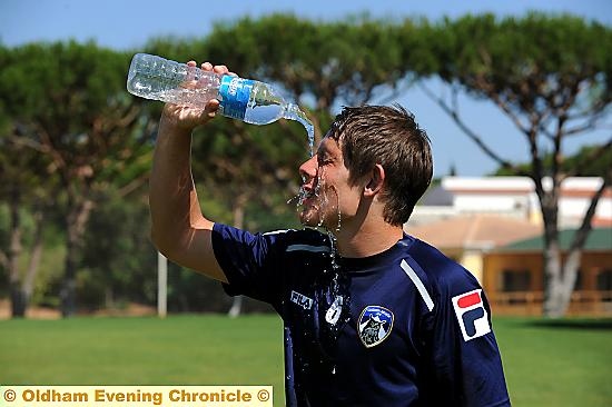 ATHLETIC defender James Tarkowski cools down after a training session in Vilamoura. ATHLETIC defender James Tarkowski cools down after a training session in Vilamoura.