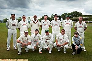 Saddleworth CC 2012 . . . Quaiser Rashid (back row, left), Stephen Holmes, Louis Adair, Ryan McGrath, Steven Taylor, Josh Butler, Peter Skuse (professional). Danny Hesford, Danny Meehan, Brian Lord, Steven Howard (captain), Danny Poole (scorer). Saddleworth CC 2012 . . . Quaiser Rashid (back row, left), Stephen Holmes, Louis Adair, Ryan McGrath, Steven Taylor, Josh Butler, Peter Skuse (professional). Danny Hesford, Danny Meehan, Brian Lord, Steven Howard (captain), Danny Poole (scorer).