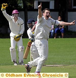 STAY WHERE YOU ARE: Royton batsman Mohammed Zaman Khan survives an appeal from Werneth's bowler Joe Taylor. STAY WHERE YOU ARE: Royton batsman Mohammed Zaman Khan survives an appeal from Werneth's bowler Joe Taylor.