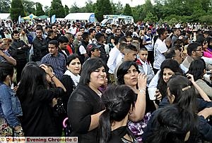 STANDING room only . . . thousands flocked to Alexandra Park. 
