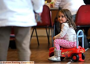 Daisy Cunningham (3) plays on a toy at the advice centre. Daisy Cunningham (3) plays on a toy at the advice centre.