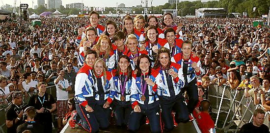 TEAM GB's bronze medal-winning team in Hyde Park — including Nicola, second left in the middle row. 
