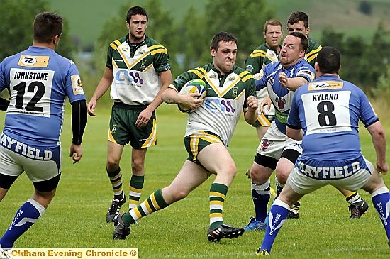 CHRIS Hopwood, of Oldham St Anne’s 'A', takes the game to Rochdale Mayfield 'A', who won the North-West Men’s League Division Two derby 29-28. CHRIS Hopwood, of Oldham St Anne’s 'A', takes the game to Rochdale Mayfield 'A', who won the North-West Men’s League Division Two derby 29-28.