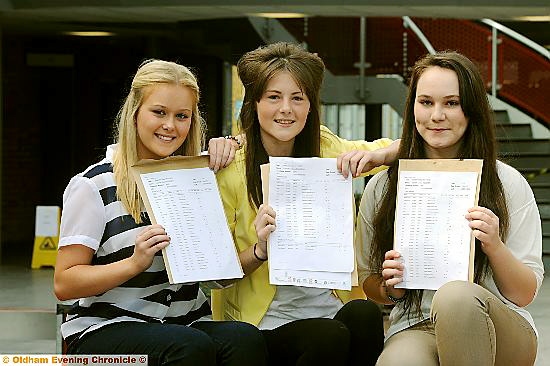 WE did it: (from left) Hannah Turnbull, Charlotte Donnelly and Danielle Coucher 
