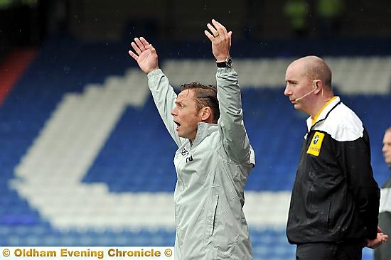 APPEAL: Paul Dickov looks for a decision. 
