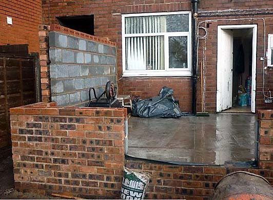 UNFINISHED business: how the conservatory was left at Scott Wade’s property. 