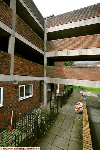 TRAGIC scene: Heywood House. Kyle fell from balcony. 
