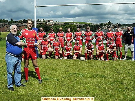 ALL YOURS: Keiran Grennan receives the BARLA team of the year award on behalf of Waterhead from Phil Bradbury, secretary of the Oldham Amateur League, before their game against Featherstone Lions in National Conference League Division Two.
ALL YOURS: Keiran Grennan receives the BARLA team of the year award on behalf of Waterhead from Phil Bradbury, secretary of the Oldham Amateur League, before their game against Featherstone Lions in National Conference League Division Two.