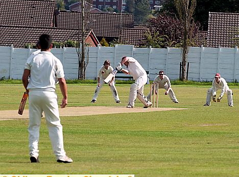 Simon Wright punishes the Werneth bowling as Crompton register a match-winning 183 for nine. Picture: GARETH LOWE. Simon Wright punishes the Werneth bowling as Crompton register a match-winning 183 for nine. Picture: GARETH LOWE.